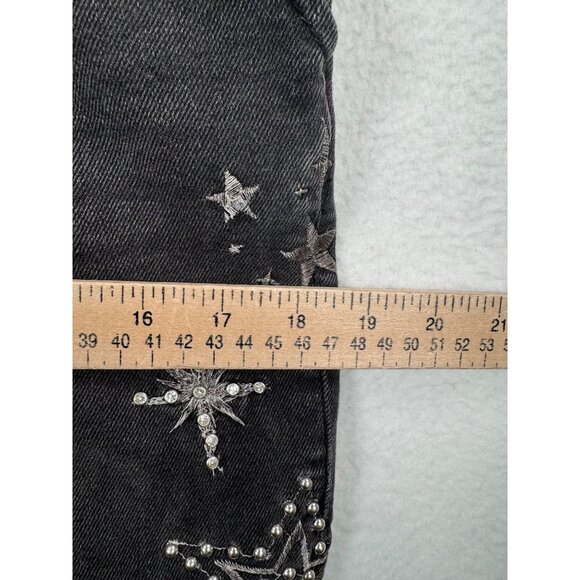 Free People x Driftwood Celestial‎ Jumpsuit embroidered flare 90s goth sz M - Picture 7 of 9